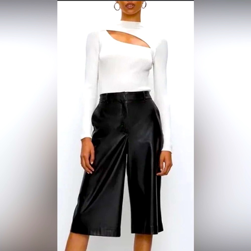 Babaton Women’s Vegan Leather Pant Culottes Black size 8